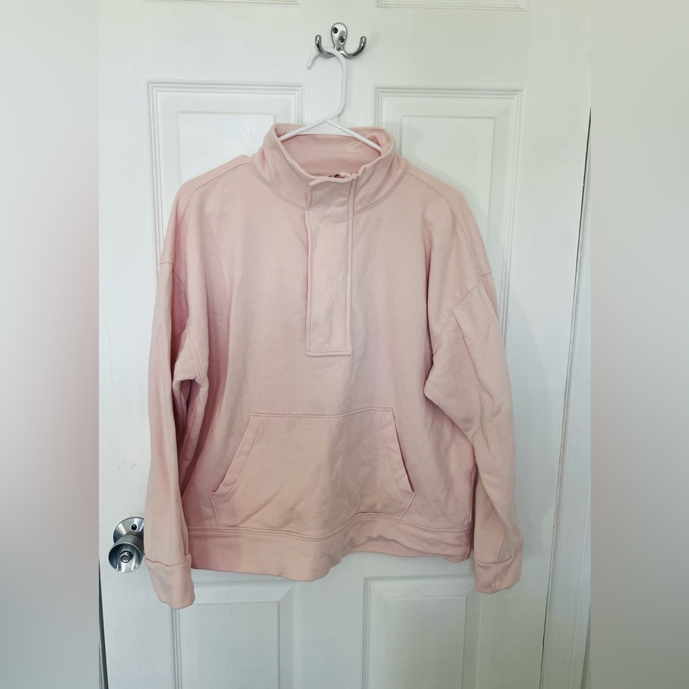 A New Day Pink Three Quarter 3/4 Zip up Pullover Sweatshirt Sweater size XL